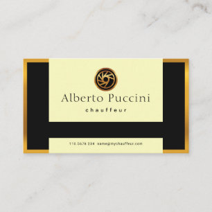 Retro Gold Border Stylish Pull Down Tab Chauffeur Business Card