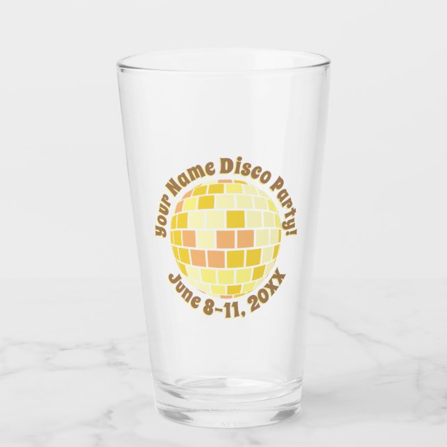 Retro Gold Disco Ball PERSONALIZED Glass (Front)