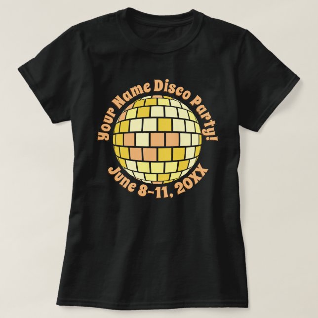 Retro Gold Disco Ball PERSONALIZED T-Shirt (Design Front)