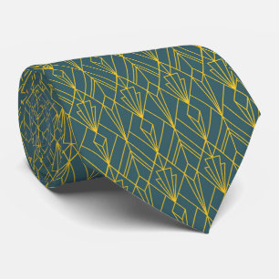 Retro gold geometric art deco vintage pattern tie
