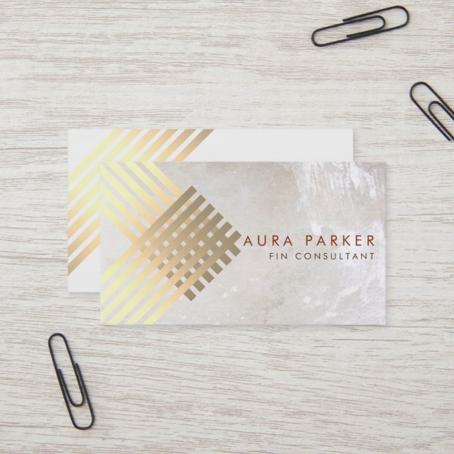 Retro Gold Geometrical Finance Construction Business Card (Front/Back In Situ)