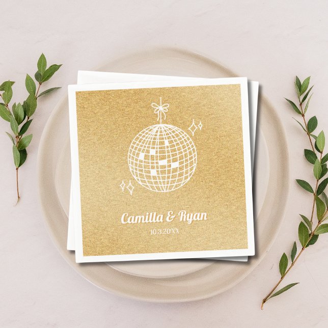 Retro Gold Glitter Disco Wedding Decor Napkins (Gold Glitter Disco Wedding Decor Napkins)