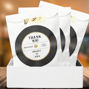 Retro Gold Glitter Vinyl Record Thank You Wedding Favour Bag