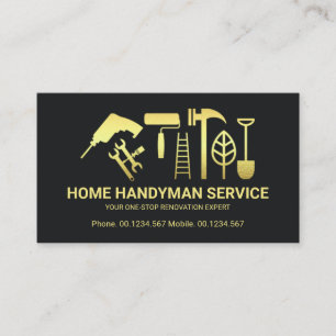 Retro Gold Handyman Tools Motif #ZazzleMade Business Card