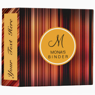 Retro Gold red Striped Personalize Monogram Binder