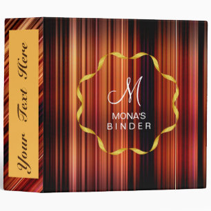 Retro Gold red Striped Personalize Monogram Binder