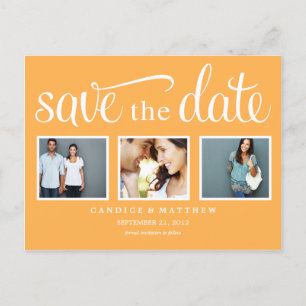 RETRO GOLD SAVE THE DATE ANNOUNCEMENT POSTCARD