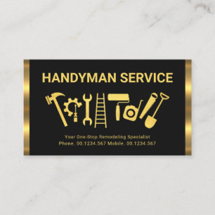 Retro Gold Stripes Handyman Tools Business Card