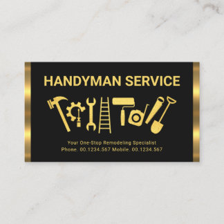 Retro Gold Stripes Handyman Tools Business Card