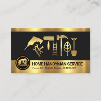 Retro Gold Stripes Handyman Tools Business Card