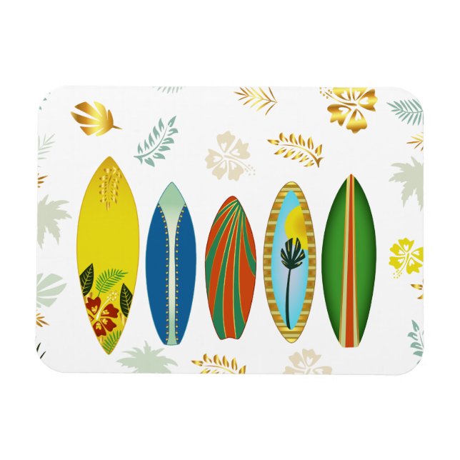 Retro Gold Tropical Coastal Surfboards  Magnet (Horizontal)