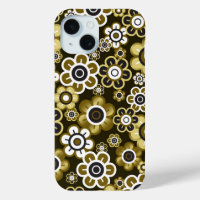 Retro Golden Blooms Flower Power Pattern
