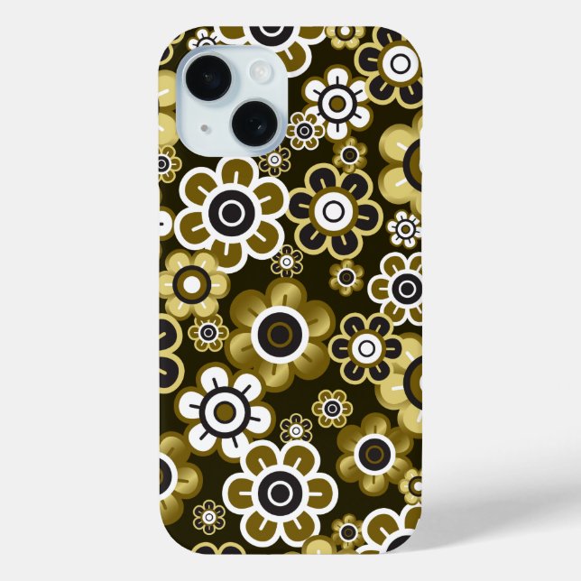 Retro Golden Blooms Flower Power Pattern Case-Mate iPhone Case (Back)