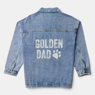 Retro Golden Dad Papa Father's Day Golden Retrieve Denim Jacket