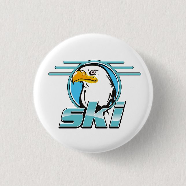 Retro Golden Eagle Ski logo 1 Inch Round Button (Front)