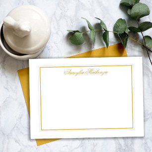 Retro Golden Mustard Yellow and White Personalized Card