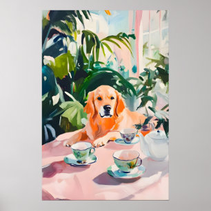 Retro Golden Retriever Poster, Golden Retriever Poster