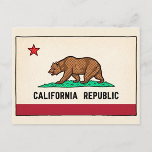 Retro Golden State Bear California Republic Holiday Postcard