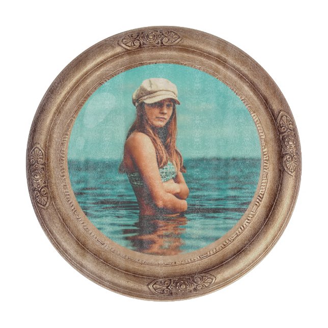 Retro Golden Stylish Portrait Photo display Cutting Board (Front)