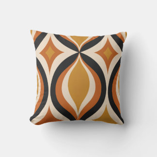 Retro Golden Waves Throw Pillow