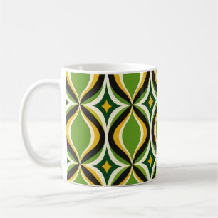 Retro Golden Waves Vibrant Green Mug