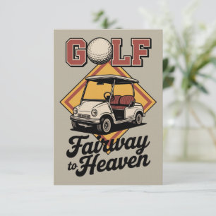 Retro Golf Cart Fairway To Heaver Funny Golfing Invitation