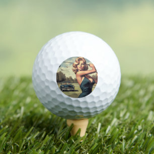 Retro Golf Girl Golf Balls