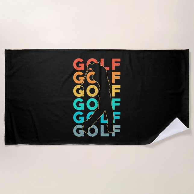 Retro Golfer Beach Towel (Front)
