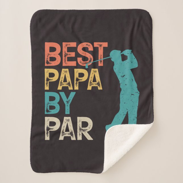 Retro Golfer - Best Papa By Par Sherpa Blanket (Front)