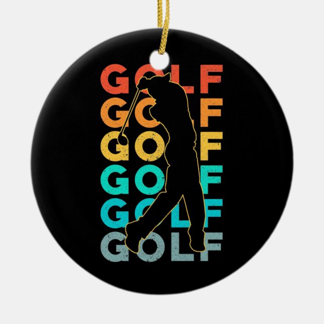Retro Golfer Ceramic Ornament (Front)
