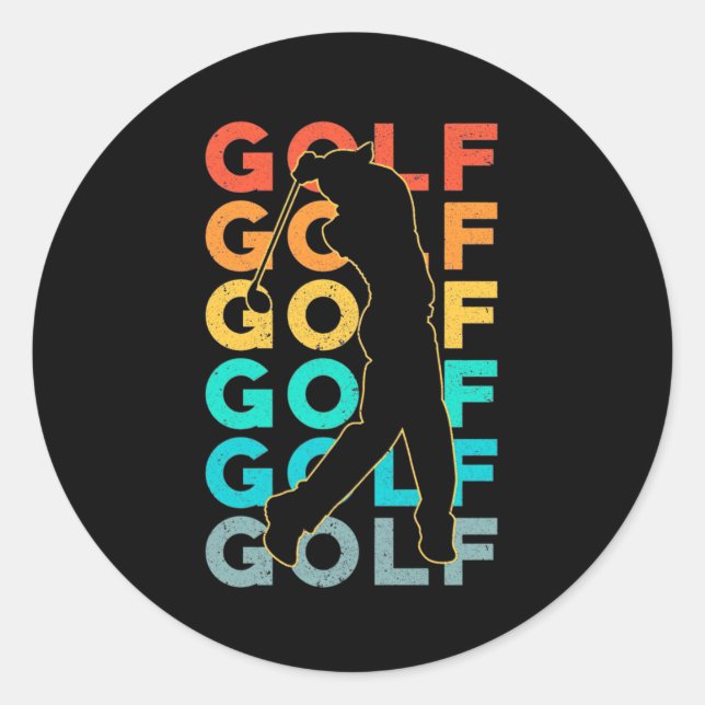 Retro Golfer Classic Round Sticker (Front)