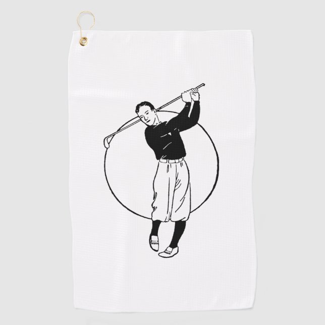 Retro Golfer Golf Towel (Front)