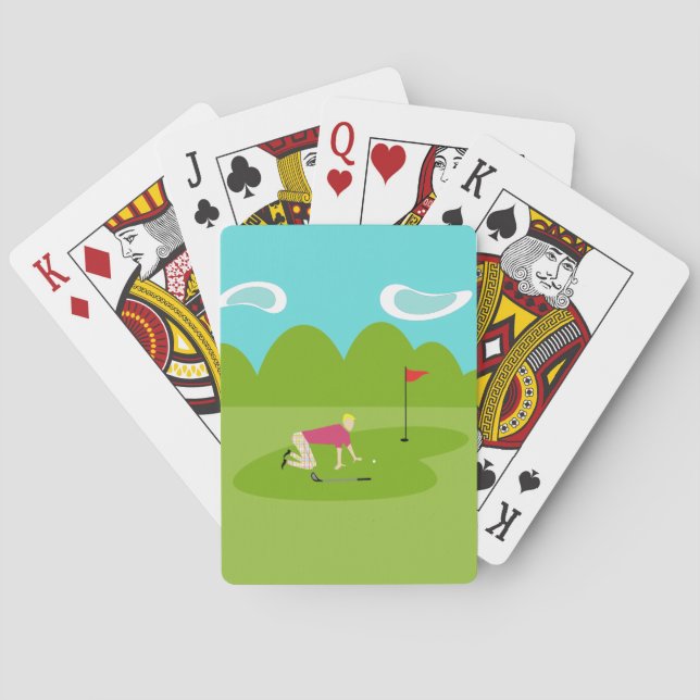 Retro Golfer Playing Cards (Back)