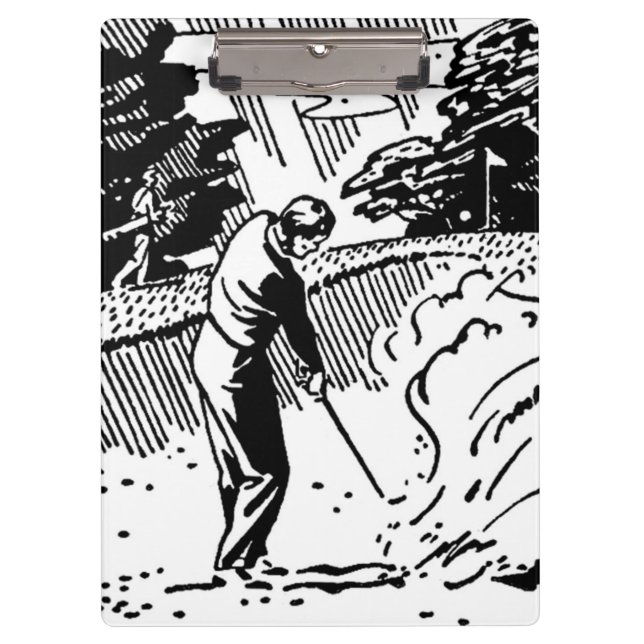 Retro Golfer Sand Trap Clipboard (Front)