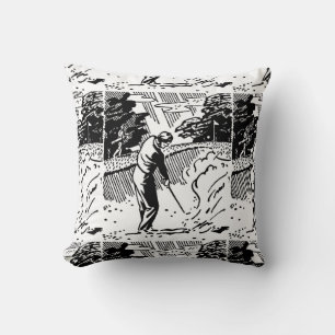 Retro Golfer Sand Trap Throw Pillow