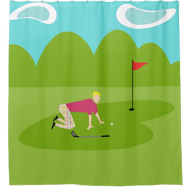 Retro Golfer Shower Curtain (Front)