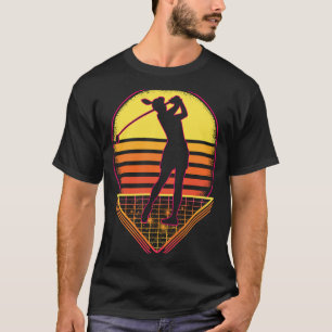 Retro Golfer Women Vintage Sunset Playing Golf Spo T-Shirt