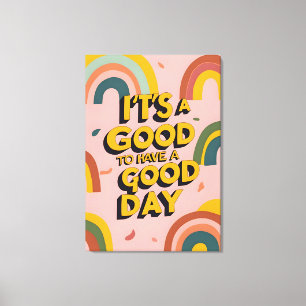 Retro "Good Day" Motivational Quote Rainbow Print