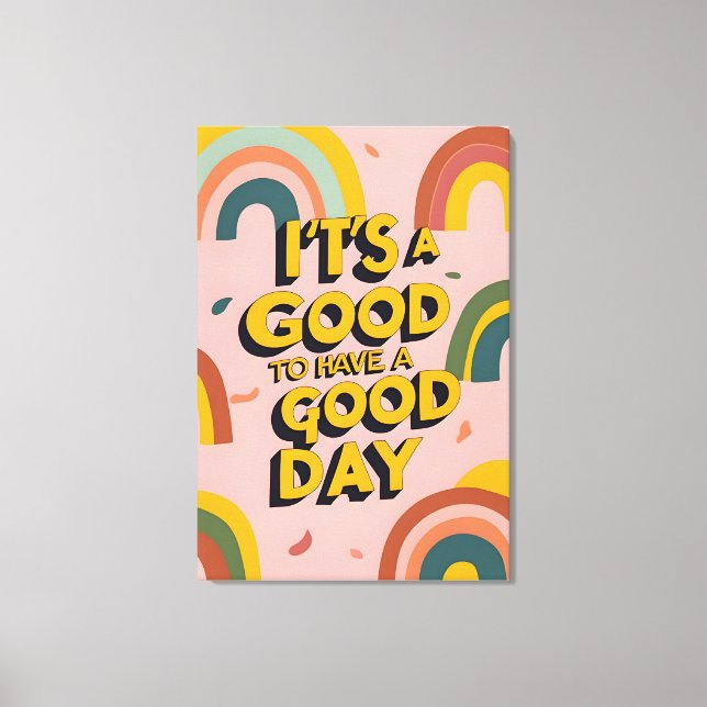 Retro "Good Day" Motivational Quote Rainbow Print (Front)