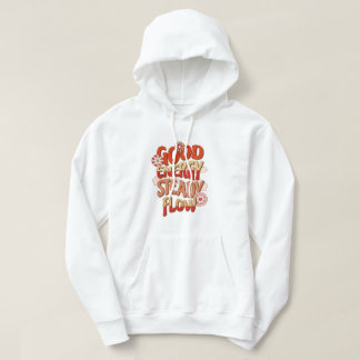 Retro Good Energy Steady Flow White Hoodie