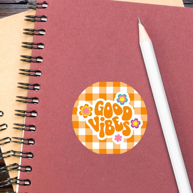 Retro Good Vibes  Classic Round Sticker (Creator Uploaded)