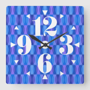 Retro Good Vibes Geometric Pattern Square Wall Clock
