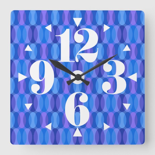 Retro Good Vibes Geometric Pattern Square Wall Clock (Front)