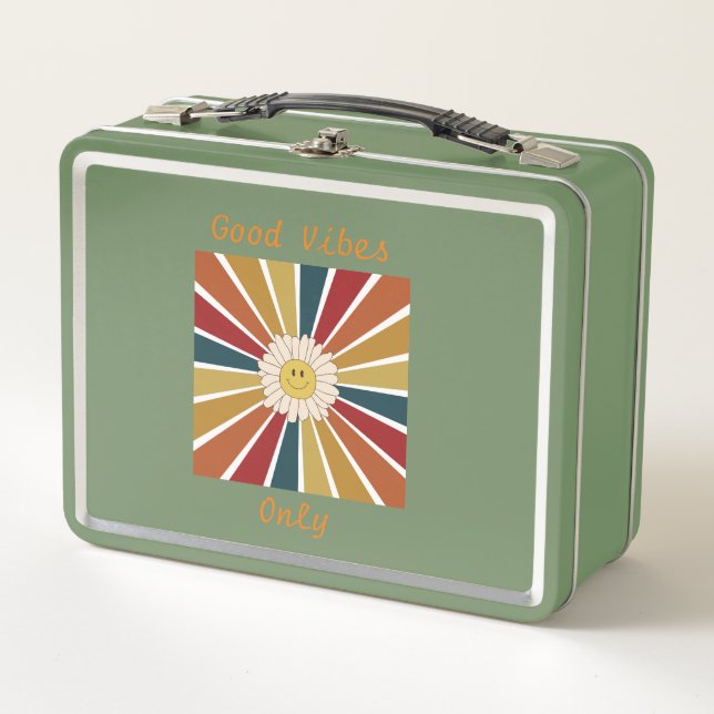 Retro Good Vibes Metal Lunch Box (Front)