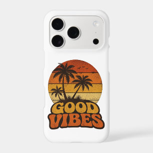 Retro Good Vibes Palm Tree Sunset iPhone Case