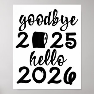Retro Goodbye 2025 Hello 2026 Happy New Year Party Poster