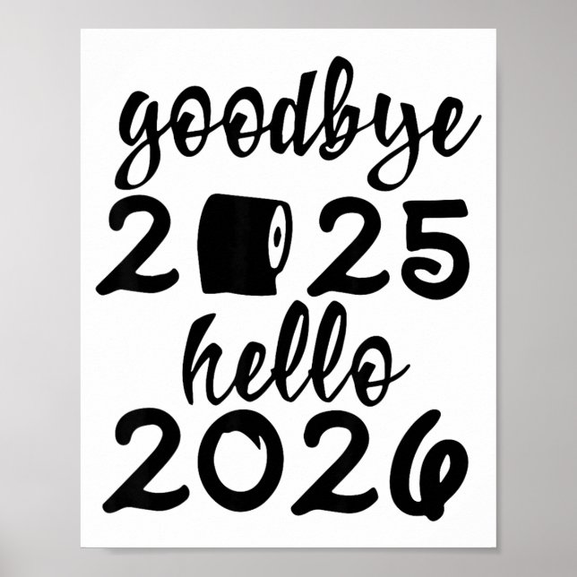 Retro Goodbye 2025 Hello 2026 Happy New Year Party Poster (Front)
