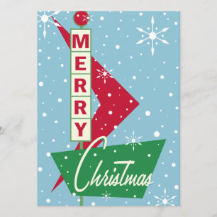 Retro Googie Sign Christmas Party Invitation