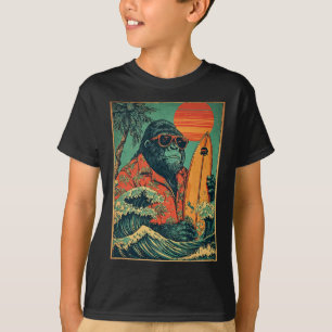 Retro Gorilla Surfer Hawaiian Animal Surfing Beach T-Shirt