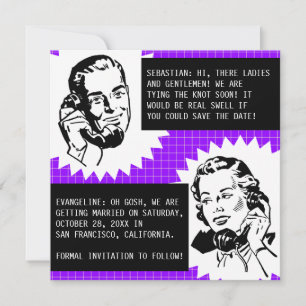 Retro Gossip Couple Save the Date Cards